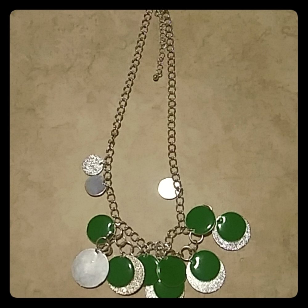 Green and Silver Circles Necklace